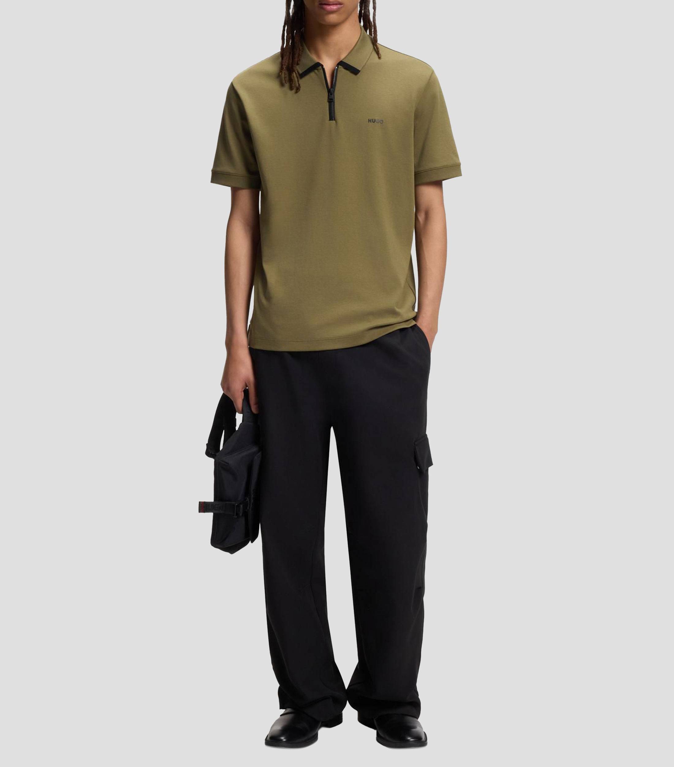 Polo de piqué de algodón con logo en contraste Hombre